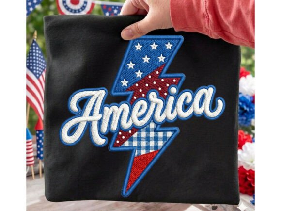America Lightning Bolt Yarn Tshirt Design