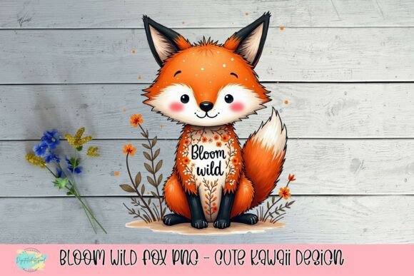 Bloom Wild Fox PNG: A Cute Kawaii Design for Creative Projects