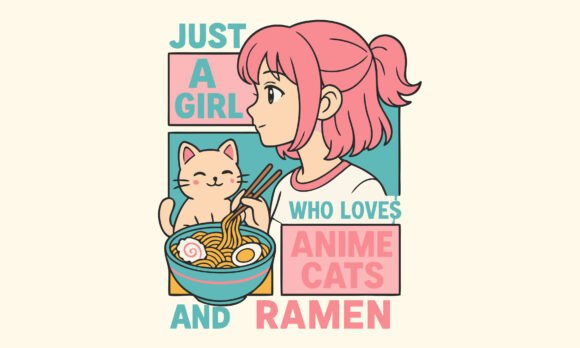 Charming Anime Cat & Ramen Art for Your Designs
