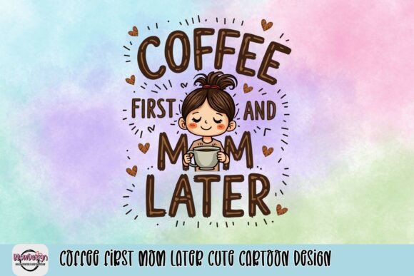 Coffee First, Mom Later: A Cute Cartoon Design for Modern Creators