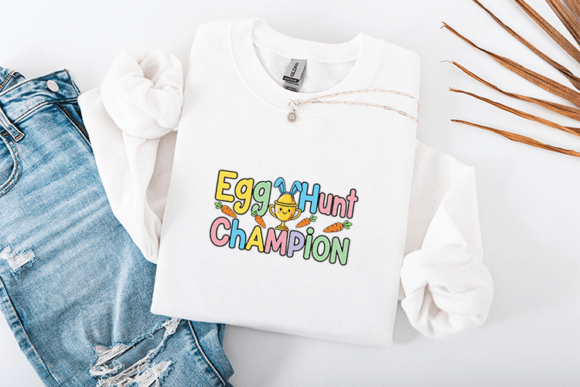 Egg Hunt Champion Easter Kids Design: A Playful Graphic Asset