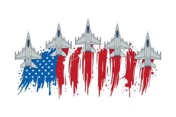 F-16 Jets American Flag Design: Patriotic Vector Art