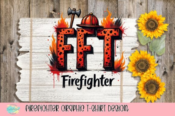 Firefighter Graphic T-Shirt Design: Bold 'FFT' Typography