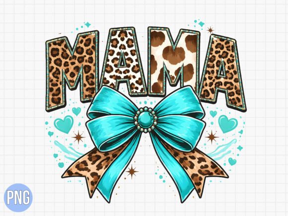 Leopard Mama Teal Ribbon Bow Design: A Premium Creative Asset