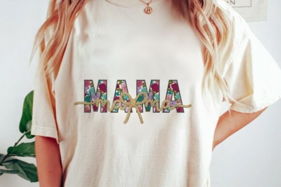 Mama Floral Rope Design with Bow PNG