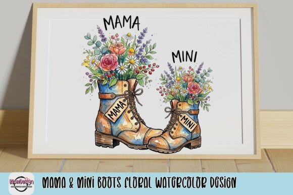 Mama & Mini Boots: A Charming Watercolor Design for Heartfelt Projects