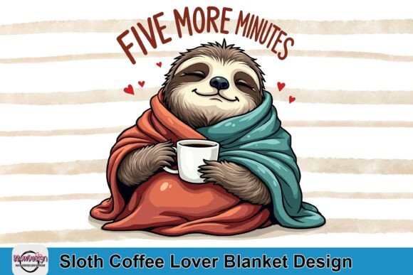 Sloth Coffee Lover Blanket Design: A Cozy Visual Asset