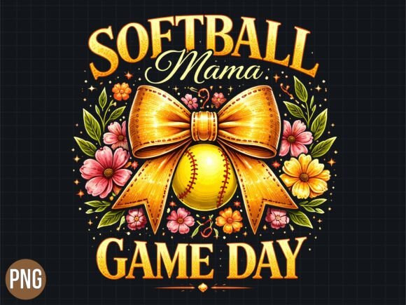 Softball Mama Game Day Bow Design PNG: A Creative Asset