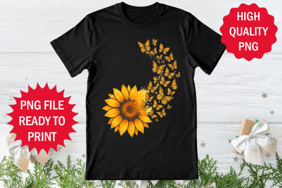 Sunflower and Butterflies Design Shirt: A Vibrant Creative Asset