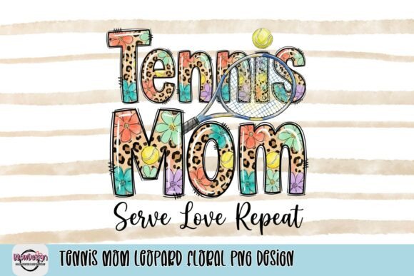 Tennis Mom Leopard Floral PNG: A Designer's Playful Asset