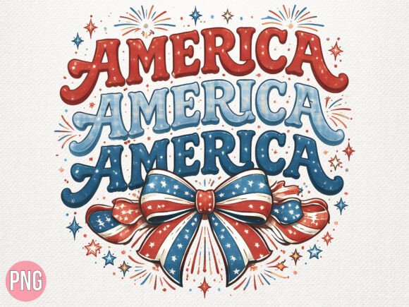 Vintage America Patriotic Bow Design PNG