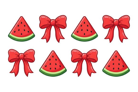 Watermelon Slice Bow Cute Design: A Sweet Visual Asset